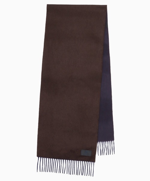 LANVIN collection（ランバン コレクション）の「WIDE REVERSIBLE CASHMERE SCARF（マフラー・メンズ・ブラック/ダークブラウン/グリーン・FREE）」の5枚目の写真