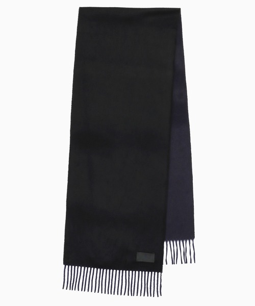 LANVIN collection（ランバン コレクション）の「WIDE REVERSIBLE CASHMERE SCARF（マフラー・メンズ・ブラック/ダークブラウン/グリーン・FREE）」の9枚目の写真