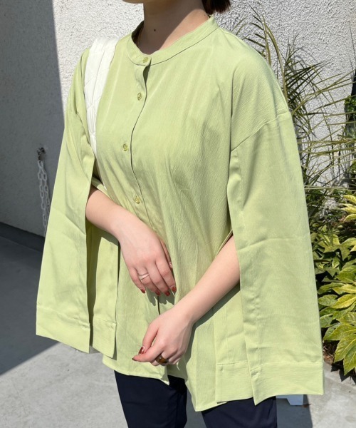 nemne store(ネンネストア)の「【低身長用サイズあり】袖開きフレアスリーブ楊柳シャツ(シャツ/ブラウス・レディース・アイボリー/ブルー/グリーン・SMALL/MEDIUM)」の2枚目の写真