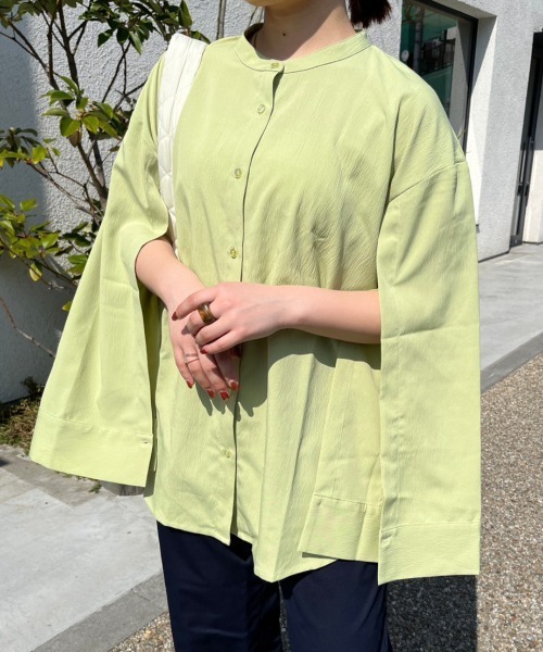 nemne store(ネンネストア)の「【低身長用サイズあり】袖開きフレアスリーブ楊柳シャツ(シャツ/ブラウス・レディース・アイボリー/ブルー/グリーン・SMALL/MEDIUM)」の9枚目の写真