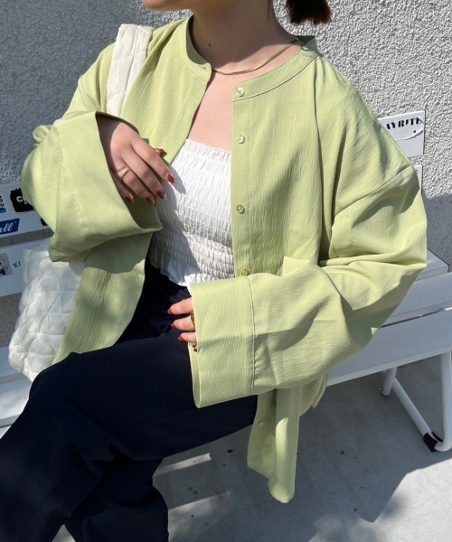 nemne store(ネンネストア)の「【低身長用サイズあり】袖開きフレアスリーブ楊柳シャツ(シャツ/ブラウス・レディース・アイボリー/ブルー/グリーン・SMALL/MEDIUM)」の15枚目の写真