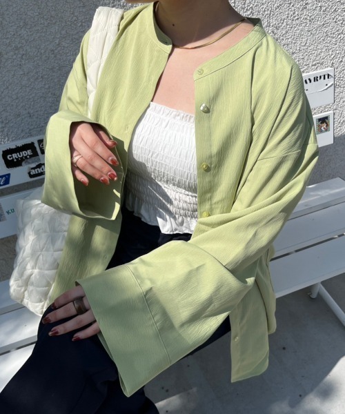 nemne store(ネンネストア)の「【低身長用サイズあり】袖開きフレアスリーブ楊柳シャツ(シャツ/ブラウス・レディース・アイボリー/ブルー/グリーン・SMALL/MEDIUM)」の16枚目の写真