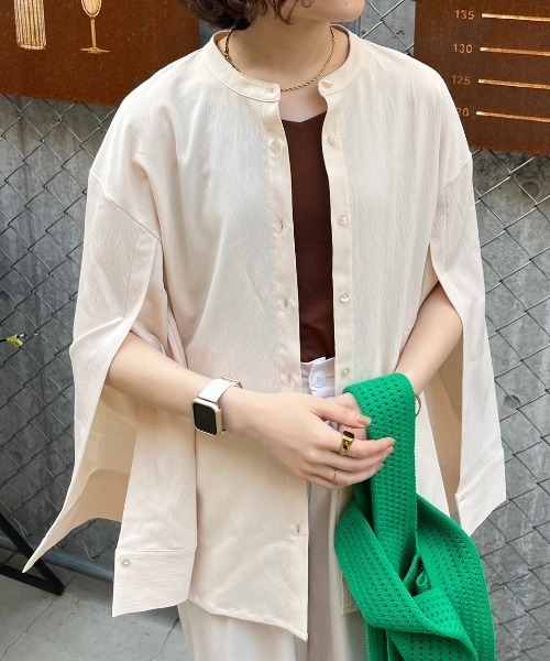 nemne store(ネンネストア)の「【低身長用サイズあり】袖開きフレアスリーブ楊柳シャツ(シャツ/ブラウス・レディース・アイボリー/ブルー/グリーン・SMALL/MEDIUM)」の4枚目の写真