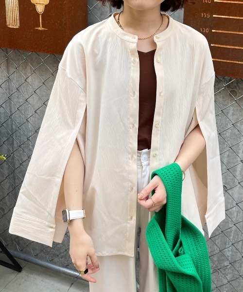nemne store(ネンネストア)の「【低身長用サイズあり】袖開きフレアスリーブ楊柳シャツ(シャツ/ブラウス・レディース・アイボリー/ブルー/グリーン・SMALL/MEDIUM)」の5枚目の写真