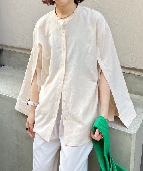 nemne store(ネンネストア)の「【低身長用サイズあり】袖開きフレアスリーブ楊柳シャツ(シャツ/ブラウス・レディース・アイボリー/ブルー/グリーン・SMALL/MEDIUM)」の7枚目の写真