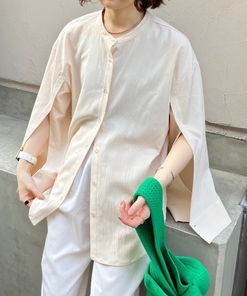 nemne store(ネンネストア)の「【低身長用サイズあり】袖開きフレアスリーブ楊柳シャツ(シャツ/ブラウス・レディース・アイボリー/ブルー/グリーン・SMALL/MEDIUM)」の8枚目の写真