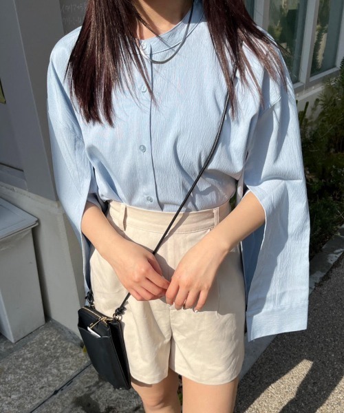 nemne store(ネンネストア)の「【低身長用サイズあり】袖開きフレアスリーブ楊柳シャツ(シャツ/ブラウス・レディース・アイボリー/ブルー/グリーン・SMALL/MEDIUM)」の21枚目の写真