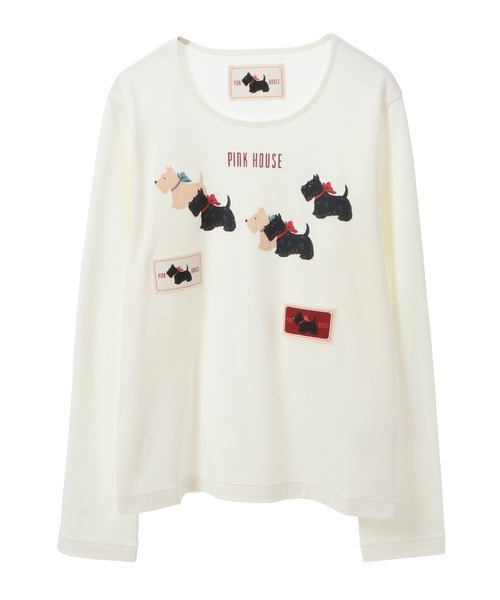 PINK HOUSE(ピンクハウス)の「スコッチテリアプリントカットソー(Tシャツ/カットソー・レディース・ピンク/キナリ/ブラック/ブルー/グリーン・LARGE/MEDIUM)」の3枚目の写真