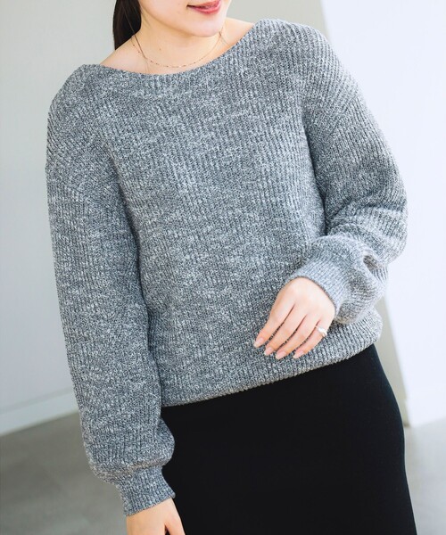 B:MING by BEAMS(ビーミングバイビームス)の「B:MING by BEAMS / メランジ ニット(ニット/セーター・レディース・ベージュ/グレー/ネイビー/ブルー/チャコールグレー・FREE)」の2枚目の写真