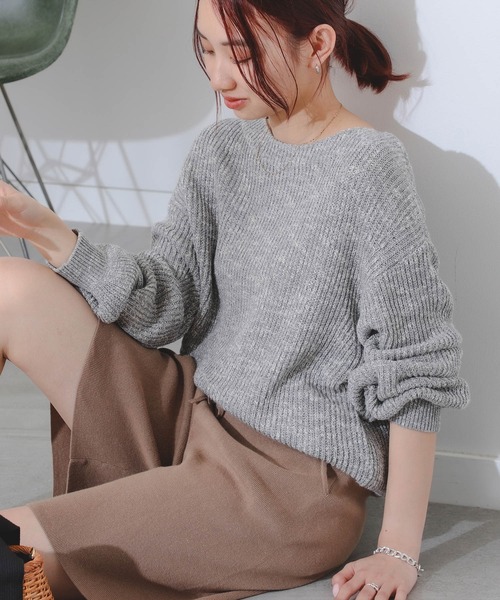 B:MING by BEAMS(ビーミングバイビームス)の「B:MING by BEAMS / メランジ ニット(ニット/セーター・レディース・ベージュ/グレー/ネイビー/ブルー/チャコールグレー・FREE)」の3枚目の写真