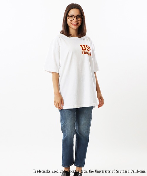 Champion（チャンピオン）の「CHAMPION/チャンピオン カレッジロゴTシャツ USAコットン/バインダーネック/フロントプリント C5-X303（Tシャツ/カットソー・メンズ・ホワイト×レッド/ホワイト/ブラック/レッド・M/L/XL）」の15枚目の写真