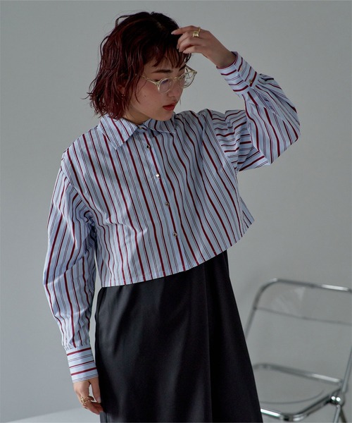 miette(ミエット)の「ゴールドボタンストライプショートシャツ(シャツ/ブラウス・レディース・ライトブルー/ホワイト系その他・FREE)」の18枚目の写真