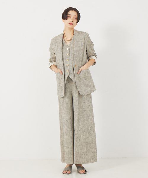 qualite（カリテ）の「《セットアップ対応》シルクネップツィードパンツ（その他パンツ・レディース・ベージュ・38/36）」の2枚目の写真