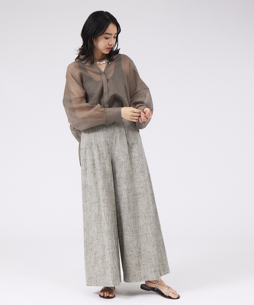 qualite（カリテ）の「《セットアップ対応》シルクネップツィードパンツ（その他パンツ・レディース・ベージュ・38/36）」の6枚目の写真