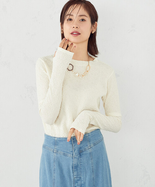 COMME CA ISM(コムサイズム)の「アームカバー トップス(Tシャツ/カットソー・レディース・ブラック/アイボリー・MEDIUM/LARGE)」の4枚目の写真
