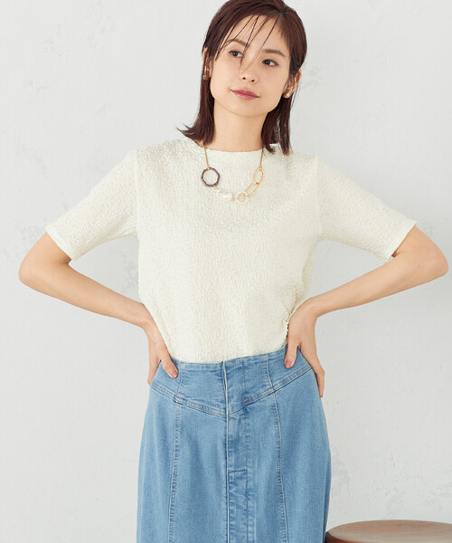 COMME CA ISM(コムサイズム)の「アームカバー トップス(Tシャツ/カットソー・レディース・ブラック/アイボリー・MEDIUM/LARGE)」の5枚目の写真
