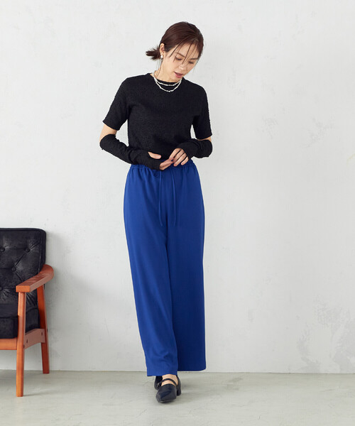 COMME CA ISM(コムサイズム)の「アームカバー トップス(Tシャツ/カットソー・レディース・ブラック/アイボリー・MEDIUM/LARGE)」の7枚目の写真