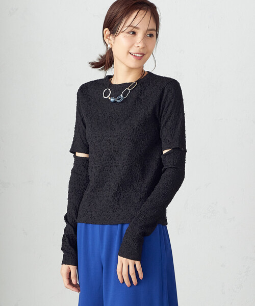 COMME CA ISM(コムサイズム)の「アームカバー トップス(Tシャツ/カットソー・レディース・ブラック/アイボリー・MEDIUM/LARGE)」の11枚目の写真