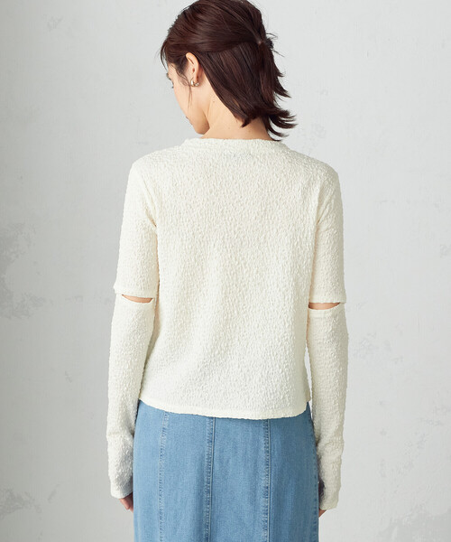 COMME CA ISM(コムサイズム)の「アームカバー トップス(Tシャツ/カットソー・レディース・ブラック/アイボリー・MEDIUM/LARGE)」の15枚目の写真