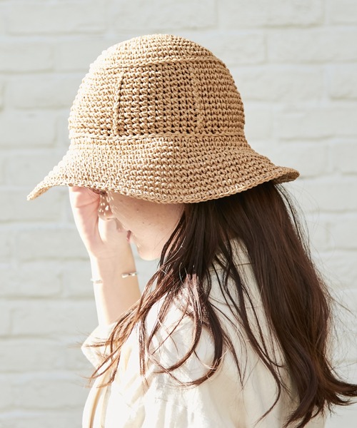 Actually(アクチュアリー)の「手編みペーパーハット(ハット・レディース・ベージュ/ブラック・フリー)」の1枚目の写真