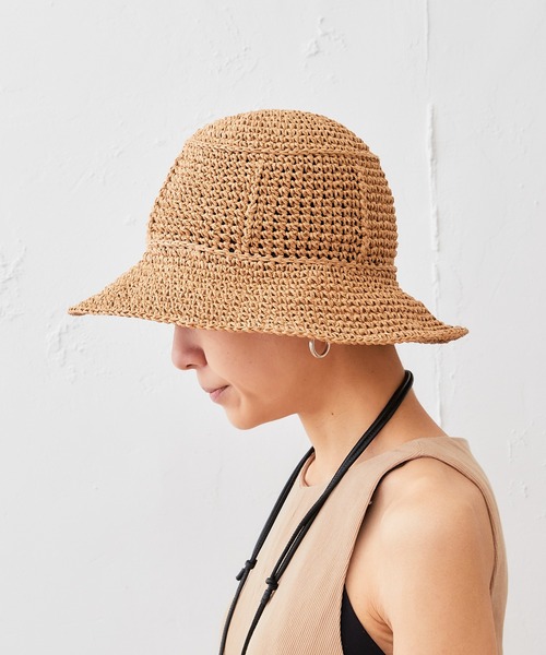Actually(アクチュアリー)の「手編みペーパーハット(ハット・レディース・ベージュ/ブラック・フリー)」の6枚目の写真