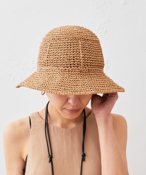 Actually(アクチュアリー)の「手編みペーパーハット(ハット・レディース・ベージュ/ブラック・フリー)」の7枚目の写真