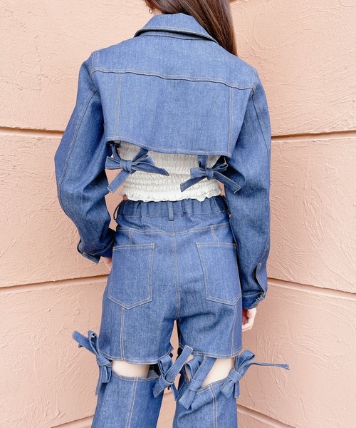 PAIN(ペイン)の「デニムリボンジャケット(デニムジャケット・レディース・インディゴブルー/グレー・FREE)」の8枚目の写真