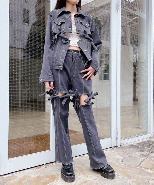 PAIN(ペイン)の「デニムリボンジャケット(デニムジャケット・レディース・インディゴブルー/グレー・FREE)」の18枚目の写真