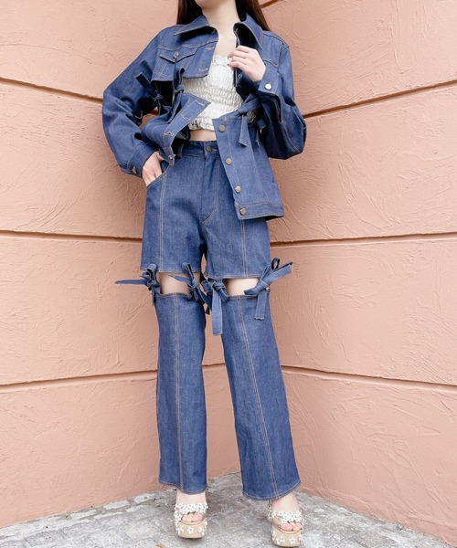 PAIN(ペイン)の「デニムリボンジャケット(デニムジャケット・レディース・インディゴブルー/グレー・FREE)」の15枚目の写真