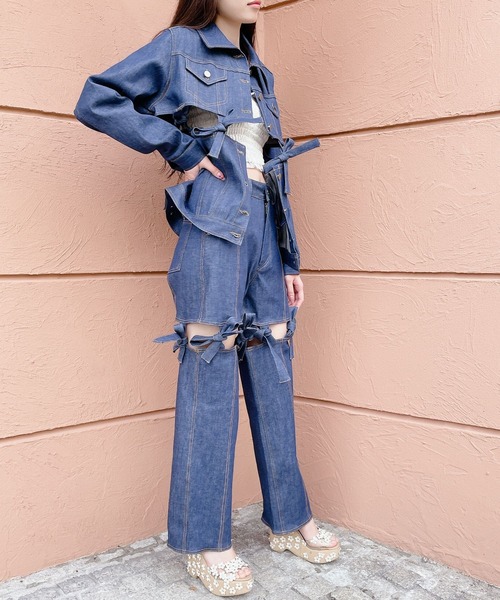 PAIN(ペイン)の「デニムリボンジャケット(デニムジャケット・レディース・インディゴブルー/グレー・FREE)」の13枚目の写真