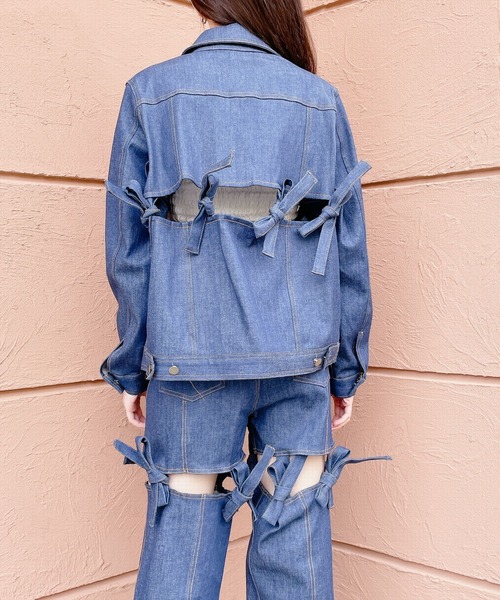 PAIN(ペイン)の「デニムリボンジャケット(デニムジャケット・レディース・インディゴブルー/グレー・FREE)」の9枚目の写真