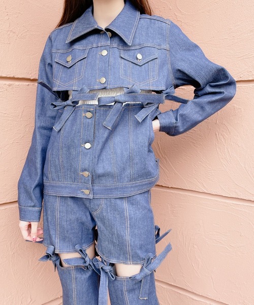 PAIN(ペイン)の「デニムリボンジャケット(デニムジャケット・レディース・インディゴブルー/グレー・FREE)」の11枚目の写真