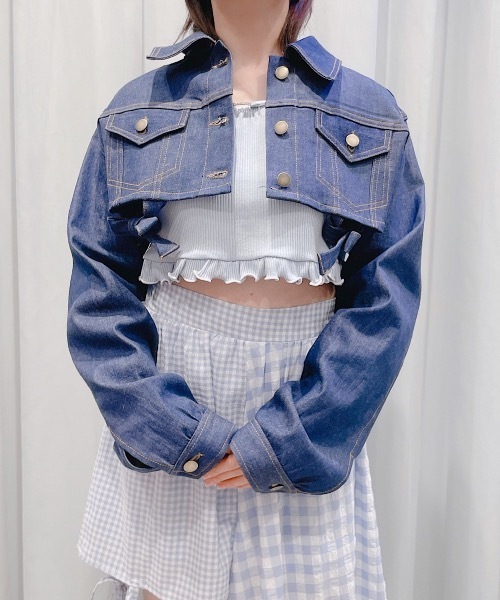 PAIN(ペイン)の「デニムリボンジャケット(デニムジャケット・レディース・インディゴブルー/グレー・FREE)」の22枚目の写真