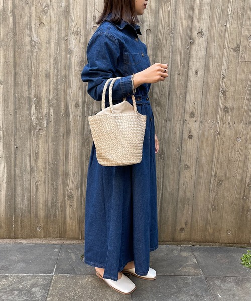 SETUP7(セットアップセブン)の「【SETUP7】巾着仕様 軽量手提げかごトートバッグ SNBD ※(かごバッグ・レディース・グレー/ブラウン/ベージュ/アイボリー/ブラック・FREE)」の12枚目の写真