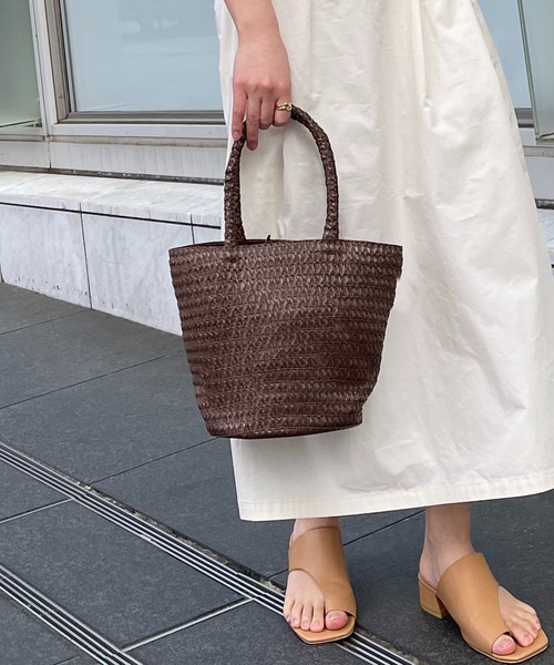 SETUP7(セットアップセブン)の「【SETUP7】巾着仕様 軽量手提げかごトートバッグ SNBD ※(かごバッグ・レディース・グレー/ブラウン/ベージュ/アイボリー/ブラック・FREE)」の22枚目の写真