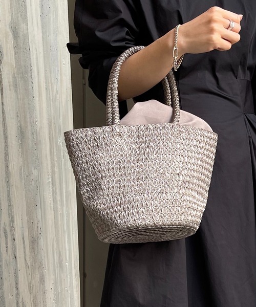 SETUP7(セットアップセブン)の「【SETUP7】巾着仕様 軽量手提げかごトートバッグ SNBD ※(かごバッグ・レディース・グレー/ブラウン/ベージュ/アイボリー/ブラック・FREE)」の16枚目の写真