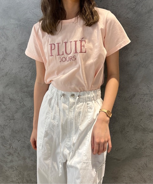 one way（ワンウェイ）の「【新色追加】PLUIE刺繍ロゴTシャツ（Tシャツ/カットソー・レディース・ピンク/ホワイト/ライトベージュ/ブラック/ホワイト×ブルー/ブラウン/ホワイト系その他・FREE）」の7枚目の写真