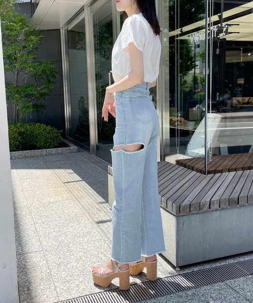 one way（ワンウェイ）の「【新色追加】PLUIE刺繍ロゴTシャツ（Tシャツ/カットソー・レディース・ピンク/ホワイト/ライトベージュ/ブラック/ホワイト×ブルー/ブラウン/ホワイト系その他・FREE）」の18枚目の写真