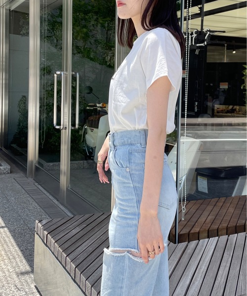 one way（ワンウェイ）の「【新色追加】PLUIE刺繍ロゴTシャツ（Tシャツ/カットソー・レディース・ピンク/ホワイト/ライトベージュ/ブラック/ホワイト×ブルー/ブラウン/ホワイト系その他・FREE）」の21枚目の写真