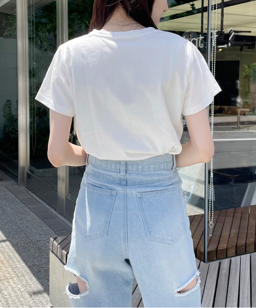 one way（ワンウェイ）の「【新色追加】PLUIE刺繍ロゴTシャツ（Tシャツ/カットソー・レディース・ピンク/ホワイト/ライトベージュ/ブラック/ホワイト×ブルー/ブラウン/ホワイト系その他・FREE）」の22枚目の写真