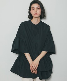 5分袖シャーリングブラウス