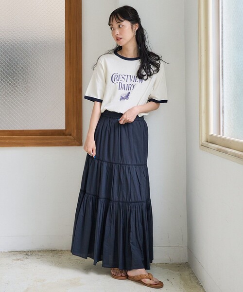 FREAK'S STORE(フリークスストア)の「FREAK’S STORE/フリークスストア VINTAGE MILK リンガーTシャツ/ヴィンテージミルクリンガーTシャツ(Tシャツ/カットソー・レディース・ネイビー/レッド/グリーン・フリ-)」の9枚目の写真