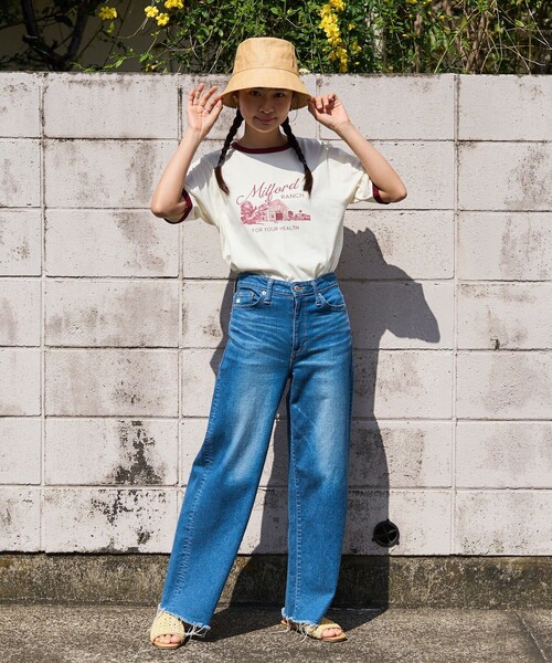 FREAK'S STORE(フリークスストア)の「FREAK’S STORE/フリークスストア VINTAGE MILK リンガーTシャツ/ヴィンテージミルクリンガーTシャツ(Tシャツ/カットソー・レディース・ネイビー/レッド/グリーン・フリ-)」の4枚目の写真