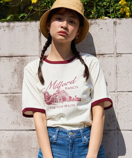 FREAK'S STORE(フリークスストア)の「FREAK’S STORE/フリークスストア VINTAGE MILK リンガーTシャツ/ヴィンテージミルクリンガーTシャツ(Tシャツ/カットソー・レディース・ネイビー/レッド/グリーン・フリ-)」の13枚目の写真