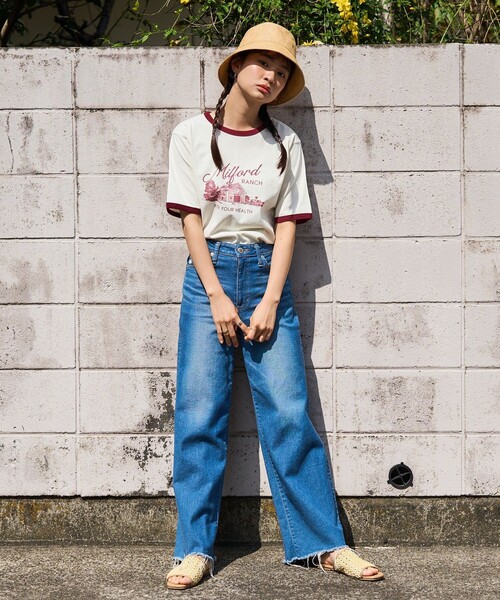 FREAK'S STORE(フリークスストア)の「FREAK’S STORE/フリークスストア VINTAGE MILK リンガーTシャツ/ヴィンテージミルクリンガーTシャツ(Tシャツ/カットソー・レディース・ネイビー/レッド/グリーン・フリ-)」の7枚目の写真