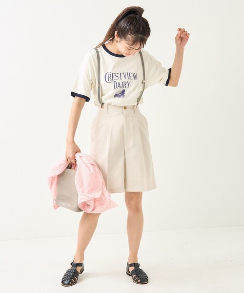 FREAK'S STORE(フリークスストア)の「FREAK’S STORE/フリークスストア VINTAGE MILK リンガーTシャツ/ヴィンテージミルクリンガーTシャツ(Tシャツ/カットソー・レディース・ネイビー/レッド/グリーン・フリ-)」の6枚目の写真