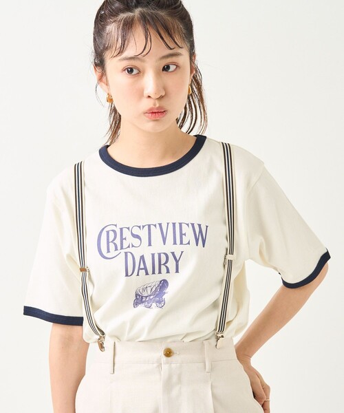 FREAK'S STORE(フリークスストア)の「FREAK’S STORE/フリークスストア VINTAGE MILK リンガーTシャツ/ヴィンテージミルクリンガーTシャツ(Tシャツ/カットソー・レディース・ネイビー/レッド/グリーン・フリ-)」の19枚目の写真