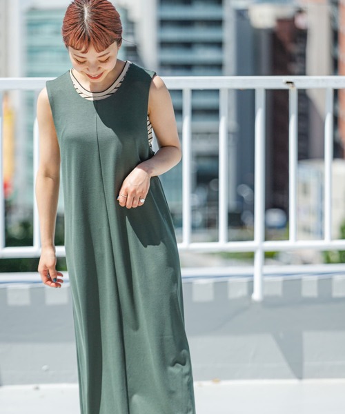 ITEMS URBANRESEARCH（アイテムズ アーバンリサーチ）の「バッククロスワンピース（ジャンパースカート・レディース・ブラック/グリーン系その他・FREE）」の15枚目の写真