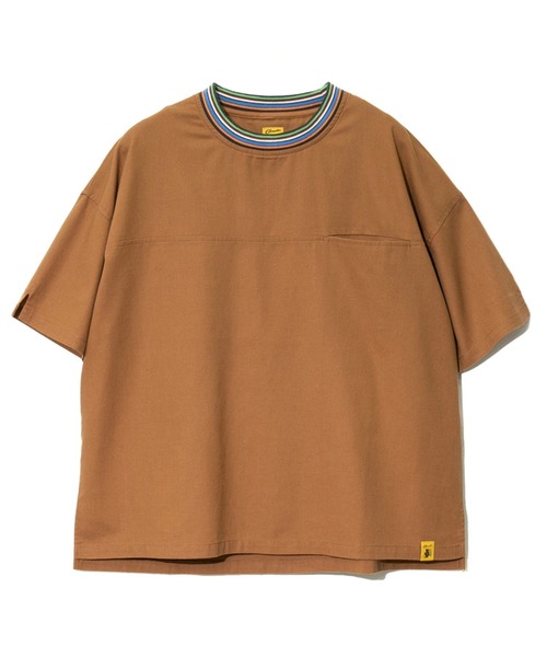 go slow caravan（ゴースローキャラバン）の「COBMASTER/コブマスター　リネンミックス マルチカラーリブ クルーネックTEE（Tシャツ/カットソー・メンズ・ダークグレー/ナチュラル/グリーン/オレンジ系その他・LARGE/MEDIUM/X-LARGE）」の4枚目の写真