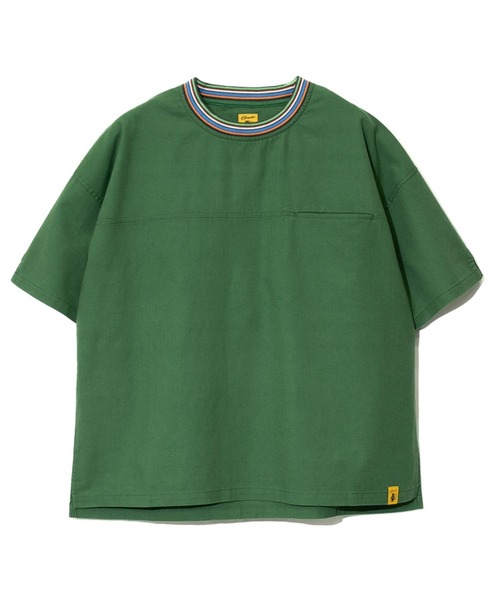 go slow caravan（ゴースローキャラバン）の「COBMASTER/コブマスター　リネンミックス マルチカラーリブ クルーネックTEE（Tシャツ/カットソー・メンズ・ダークグレー/ナチュラル/グリーン/オレンジ系その他・LARGE/MEDIUM/X-LARGE）」の3枚目の写真
